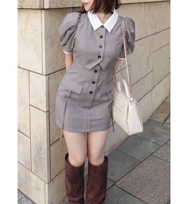 dazzlin「ジャケットライクレイヤードミニワンピース」|ワンピース|グレー