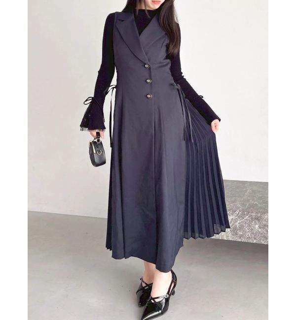 dazzlin「【新色あり】サイドプリーツテーラーワンピース」|ワンピース|