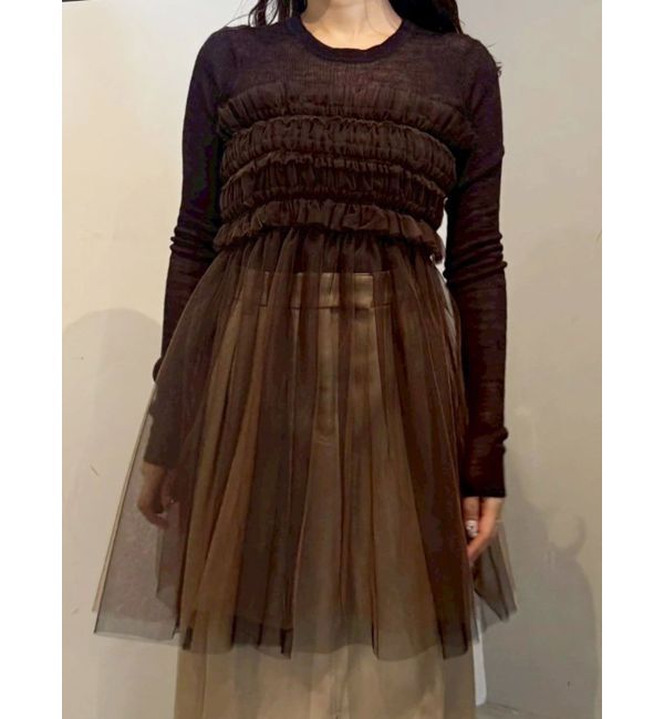 MERCURYDUO「【OUNNOUN】チュールギャザーマルチウェイビスチェ」|その他|ブラウン