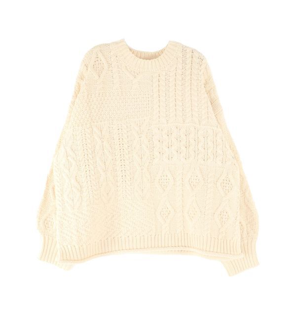 Ungrid「【WEB限定】パッチワークケーブルニット」|ニット・セーター|