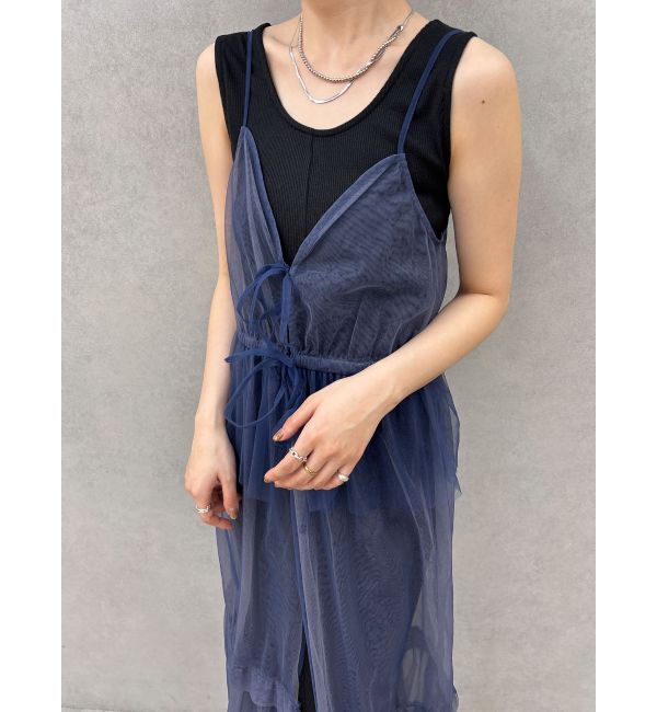 LAGUNAMOON「レイヤードチュールキャミワンピース」|ワンピース|ネイビー