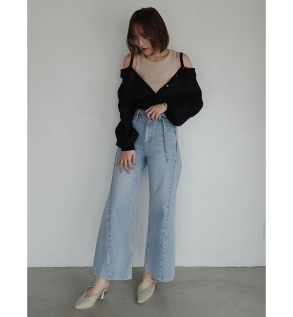 LAGUNAMOON「【Leeコラボ】セミワイドベルトデニムパンツ」|デニム|