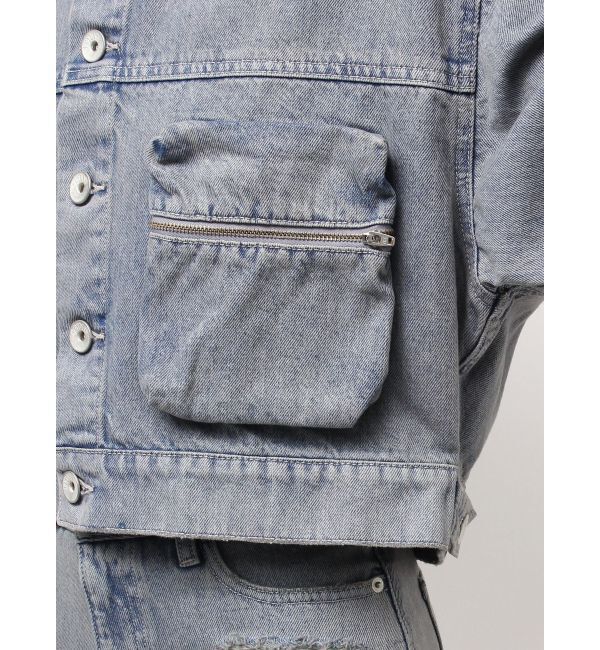 GYDA「ZIP POCKETダメージショートデニムGジャン」|ブルゾン・スタジャン|