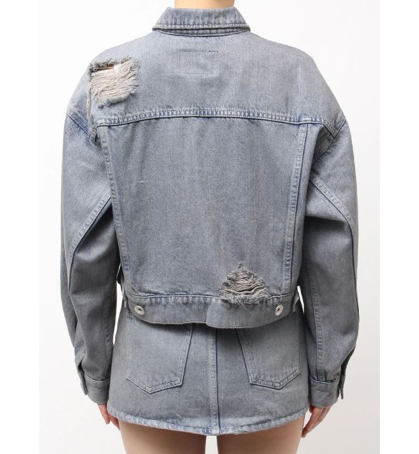 GYDA「ZIP POCKETダメージショートデニムGジャン」|ブルゾン・スタジャン|
