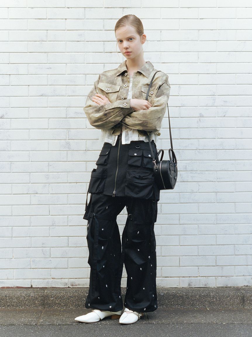 FURFUR「刺繍クロップドシャツジャケット」|デニムジャケット|