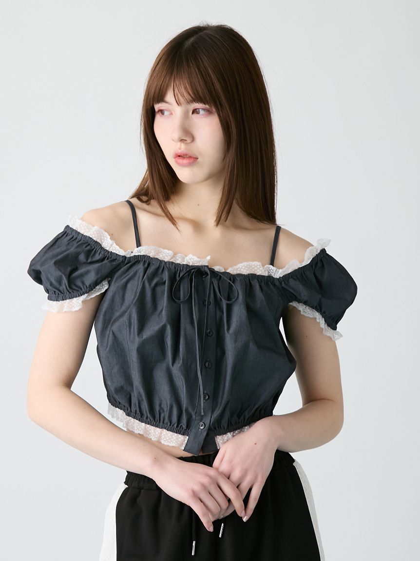 FURFUR「【WEB限定カラー】パフスリーブギャザーブラウス」|シャツ・ブラウス|BLK