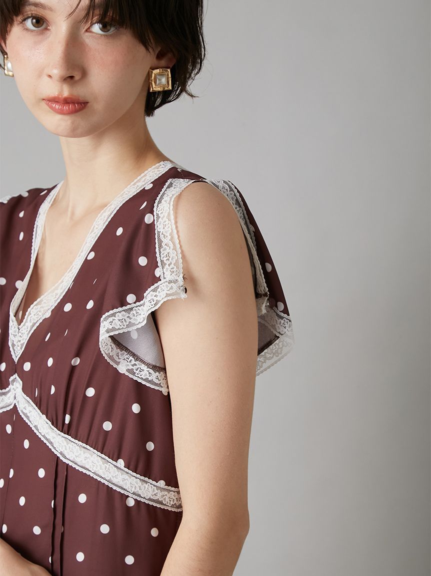 LILY BROWN「ロマンティックレーストリムプリントワンピース」|ワンピース|