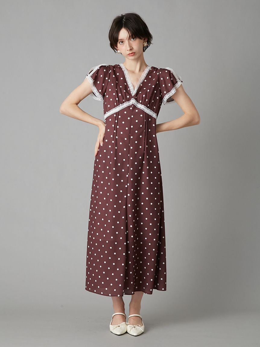 LILY BROWN「ロマンティックレーストリムプリントワンピース」|ワンピース|