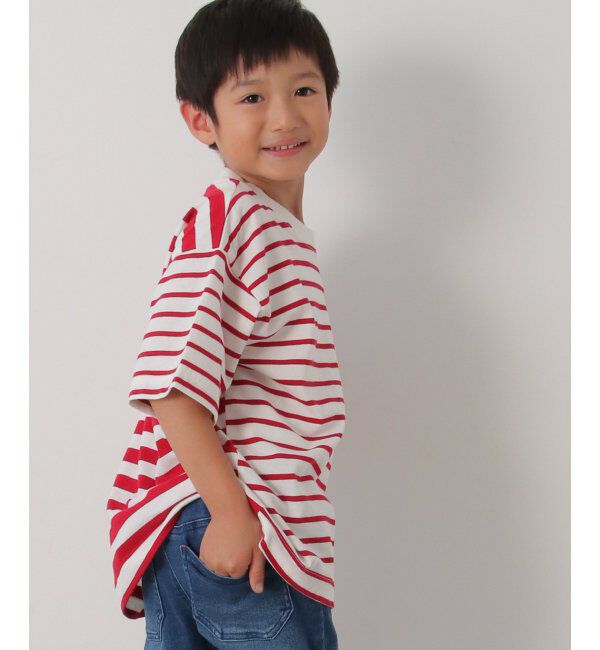 ikka kids「USAコットン イピッチボーダーポケT（120~160cm）」|Tシャツ・カットソー|