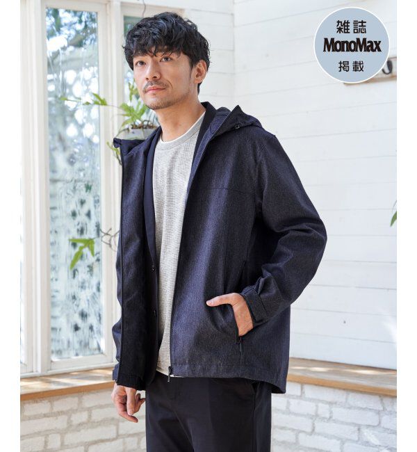 ikka「【雑誌MonoMax4月号掲載】撥水メランジ ジップマウンテンパーカー「小泉孝太郎さん着用モデル」」|ブルゾン・スタジャン|ネイビーブルー
