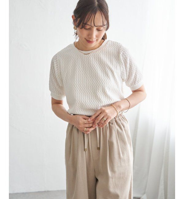 ikka「幾何学ジャカード半袖プルオーバー」|その他|