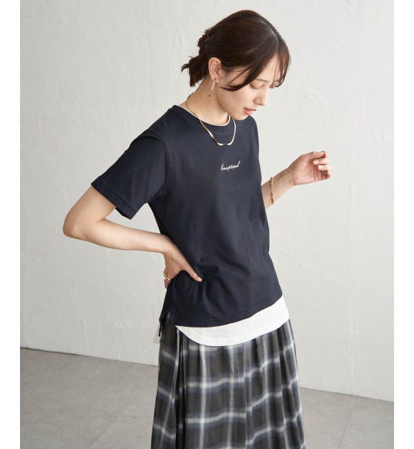 ikka「【接触冷感】鹿の子裾レイヤードプルオーバー」|その他|ネイビーブルー