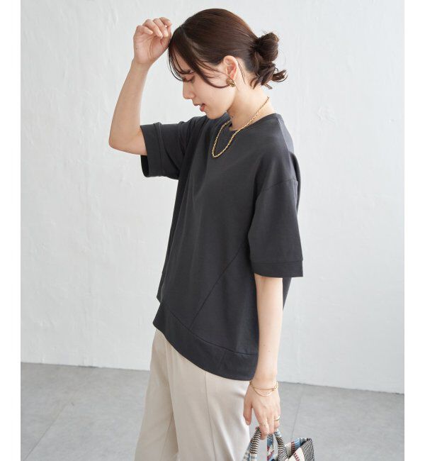 ikka「冷感スウェットライク半袖プルオーバー」|Tシャツ・カットソー|