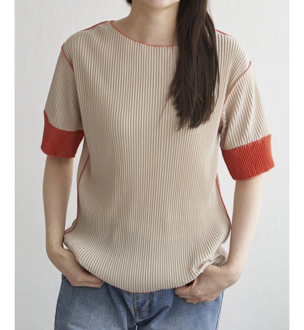 VENCE share style「プリーツ袖配色トップス」|ニット・セーター|