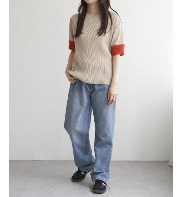 VENCE share style「プリーツ袖配色トップス」|ニット・セーター|