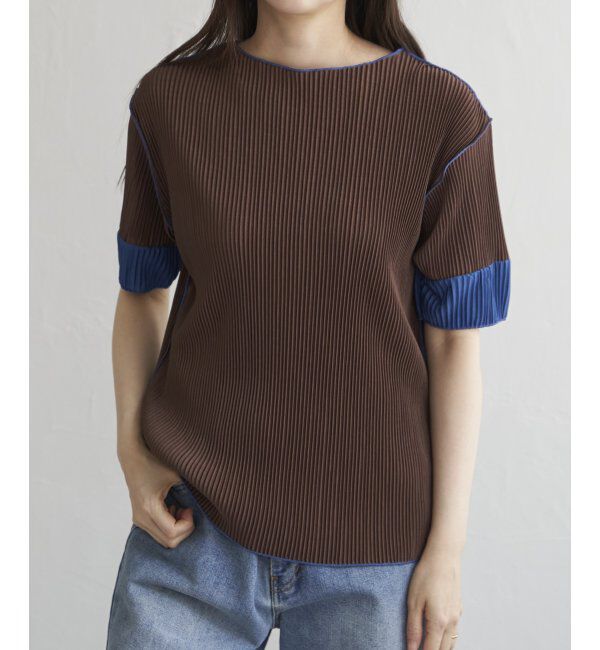 VENCE share style「プリーツ袖配色トップス」|ニット・セーター|