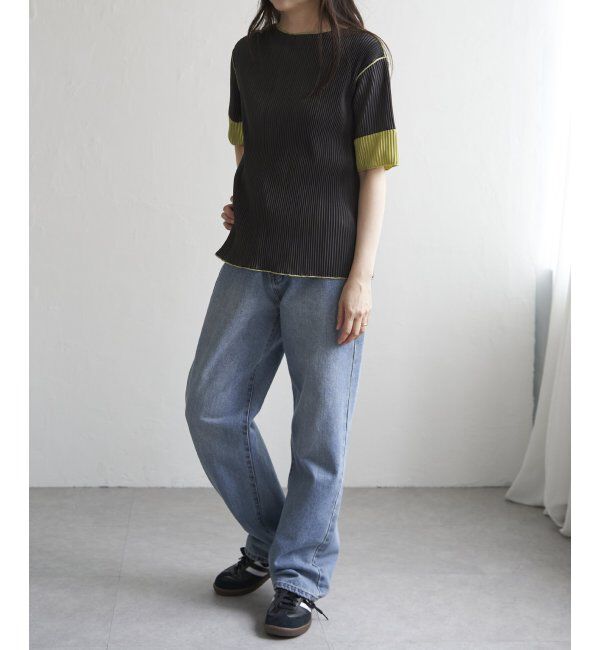 VENCE share style「プリーツ袖配色トップス」|ニット・セーター|