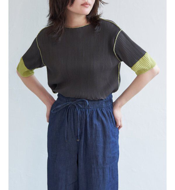 VENCE share style「プリーツ袖配色トップス」|ニット・セーター|