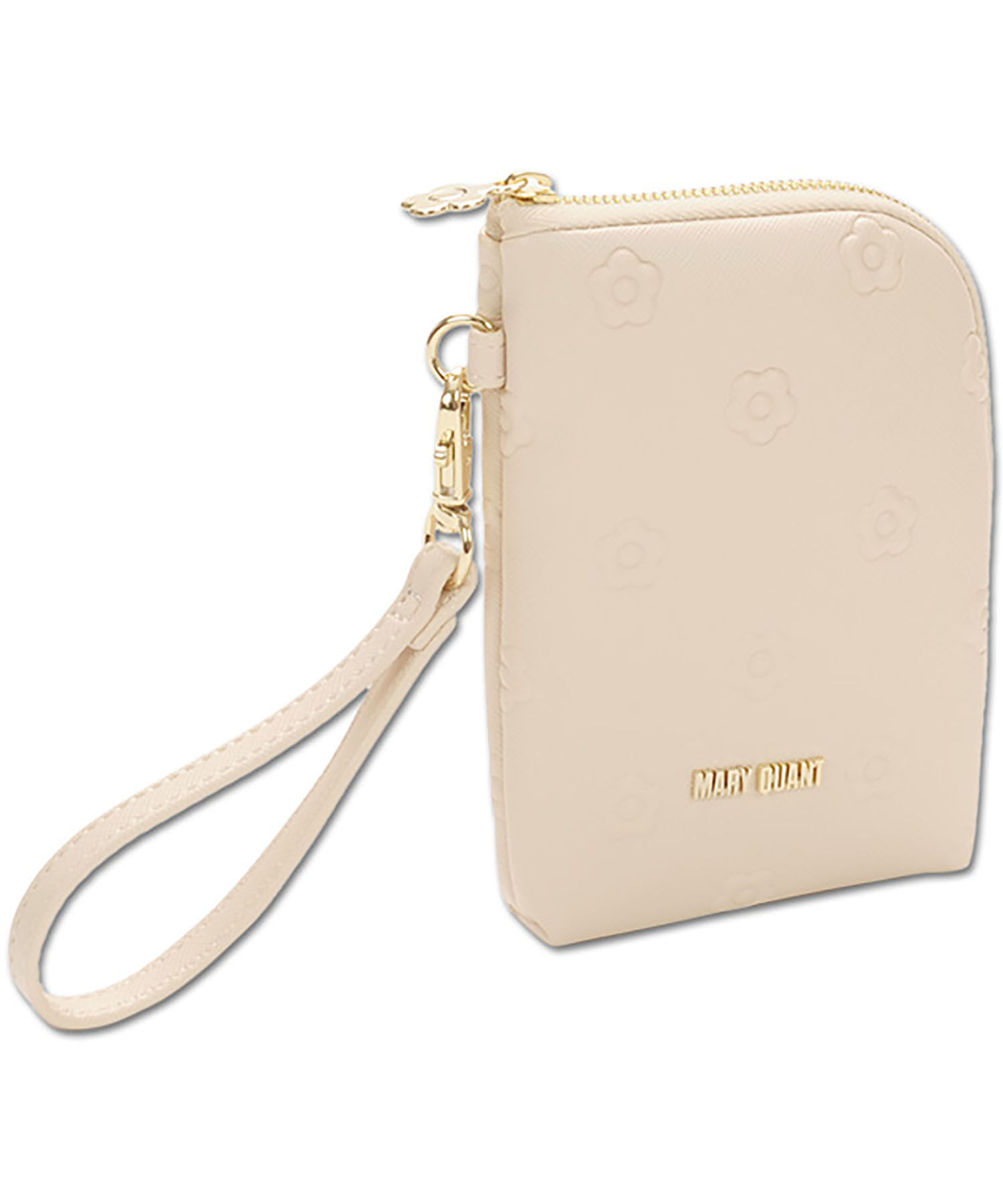 MARY QUANT「シンプルエンボスデイジーマルチポーチ」|ポーチ|ベージュ