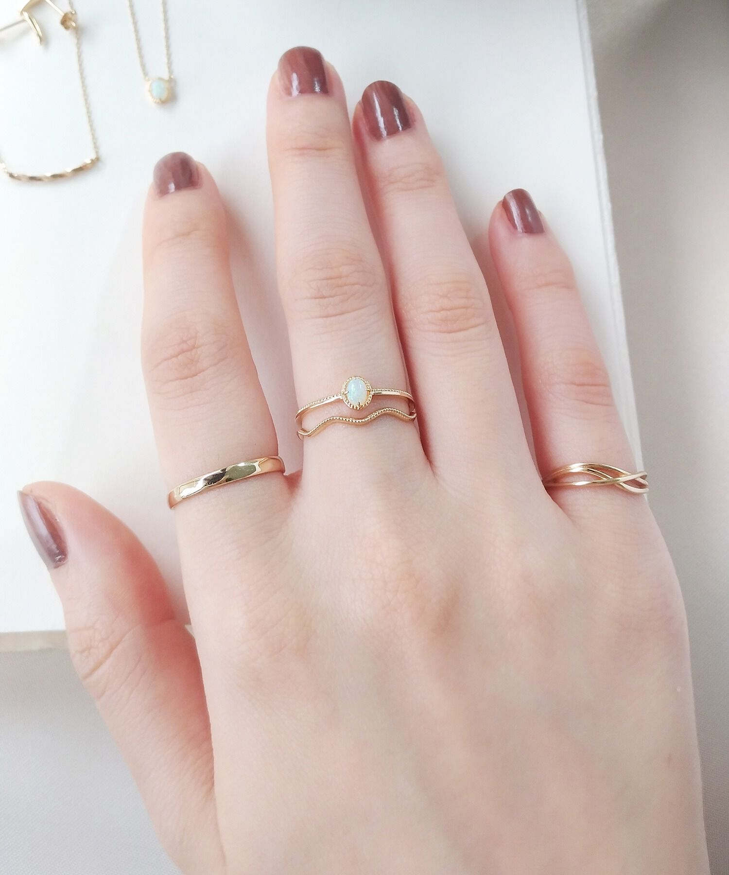 NOIR DE POUPEE「K10 3本ラインウェーブ ゴールドピンキーリング」|リング|