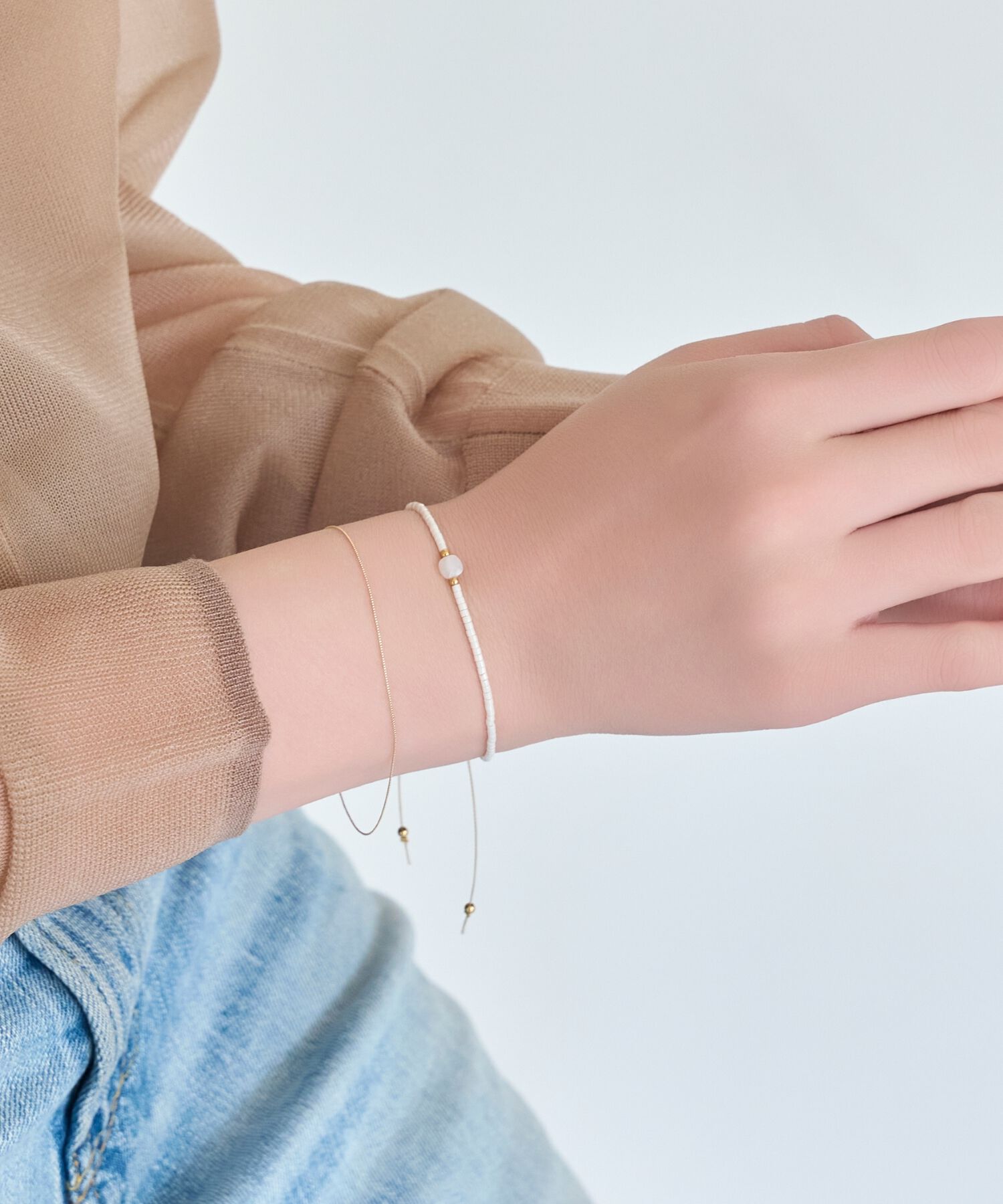 Phoebe「ストーンコードブレスレット　ホワイト/天然石」|ブレスレット・バングル|