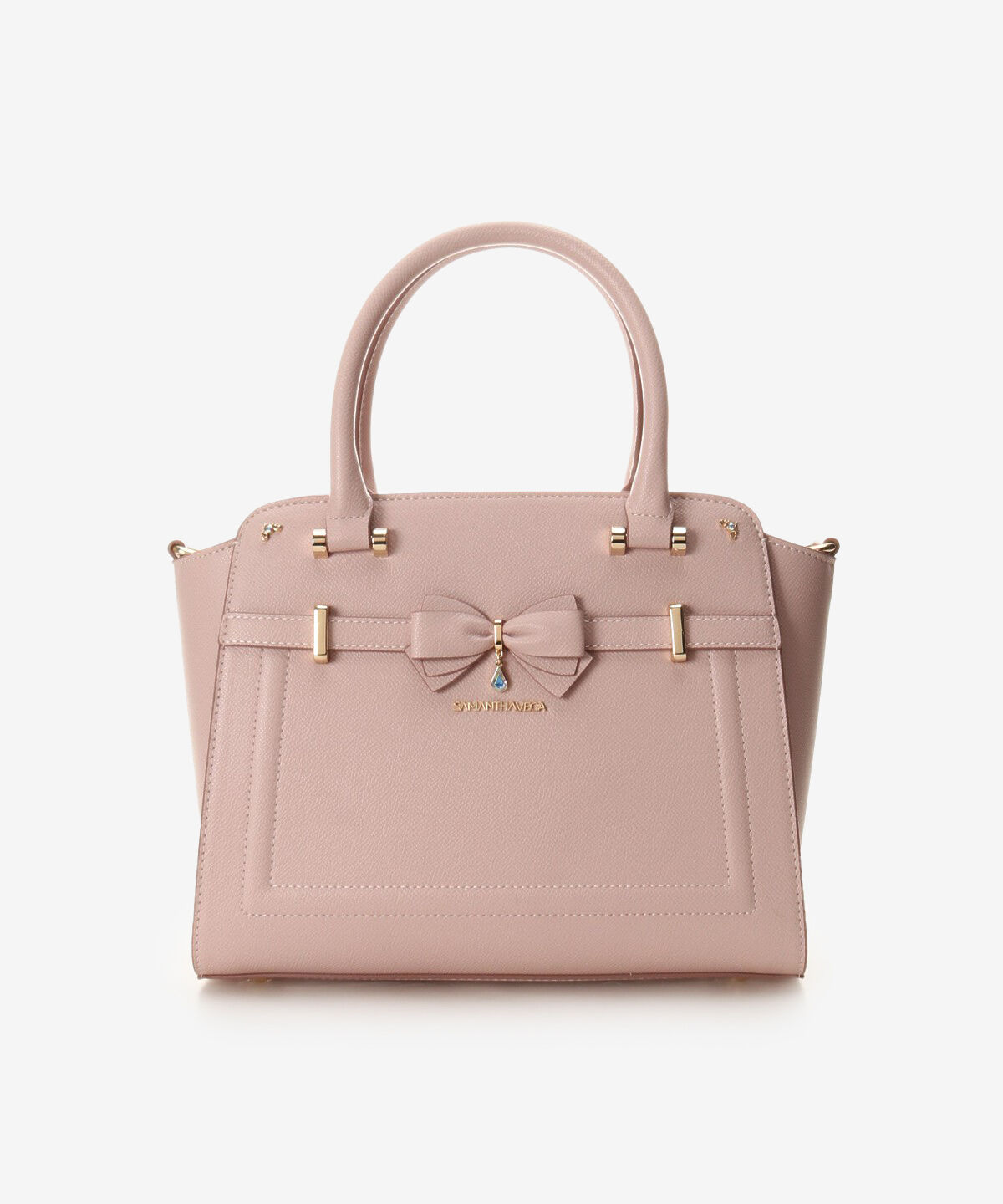Samantha Vega「アクセントリボントートバッグ」|ハンドバッグ|ﾋﾟﾝｸﾍﾞｰｼﾞｭ