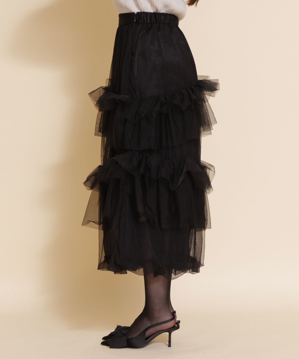 REDYAZEL「チュールフリルティアードスカート」|フレア|