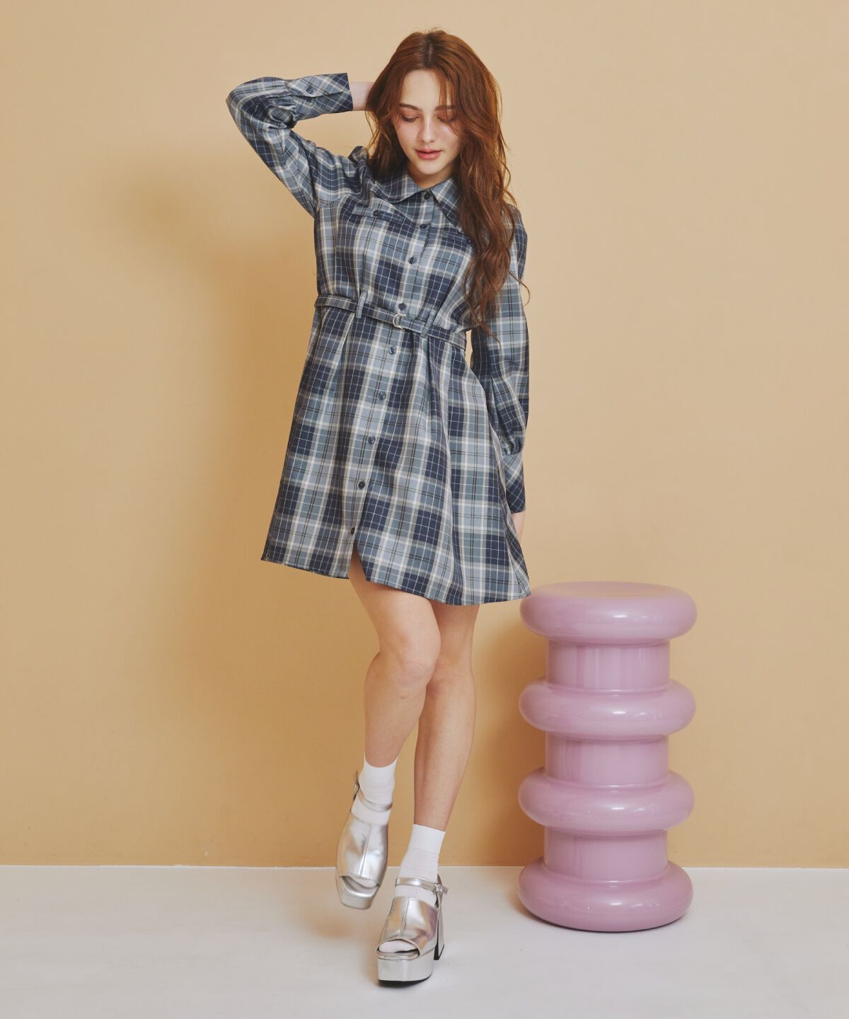 REDYAZEL「チェックミニシャツワンピース」|ワンピース|