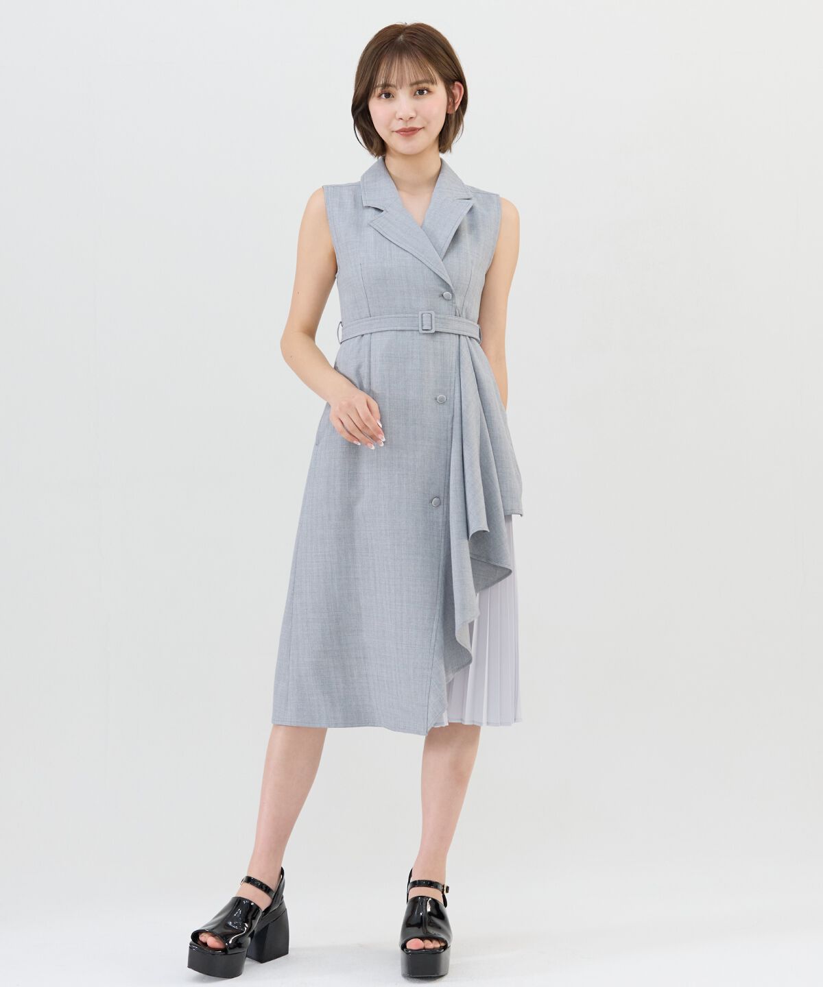 REDYAZEL「ノースリーブサイドプリーツワンピース」|ワンピース|
