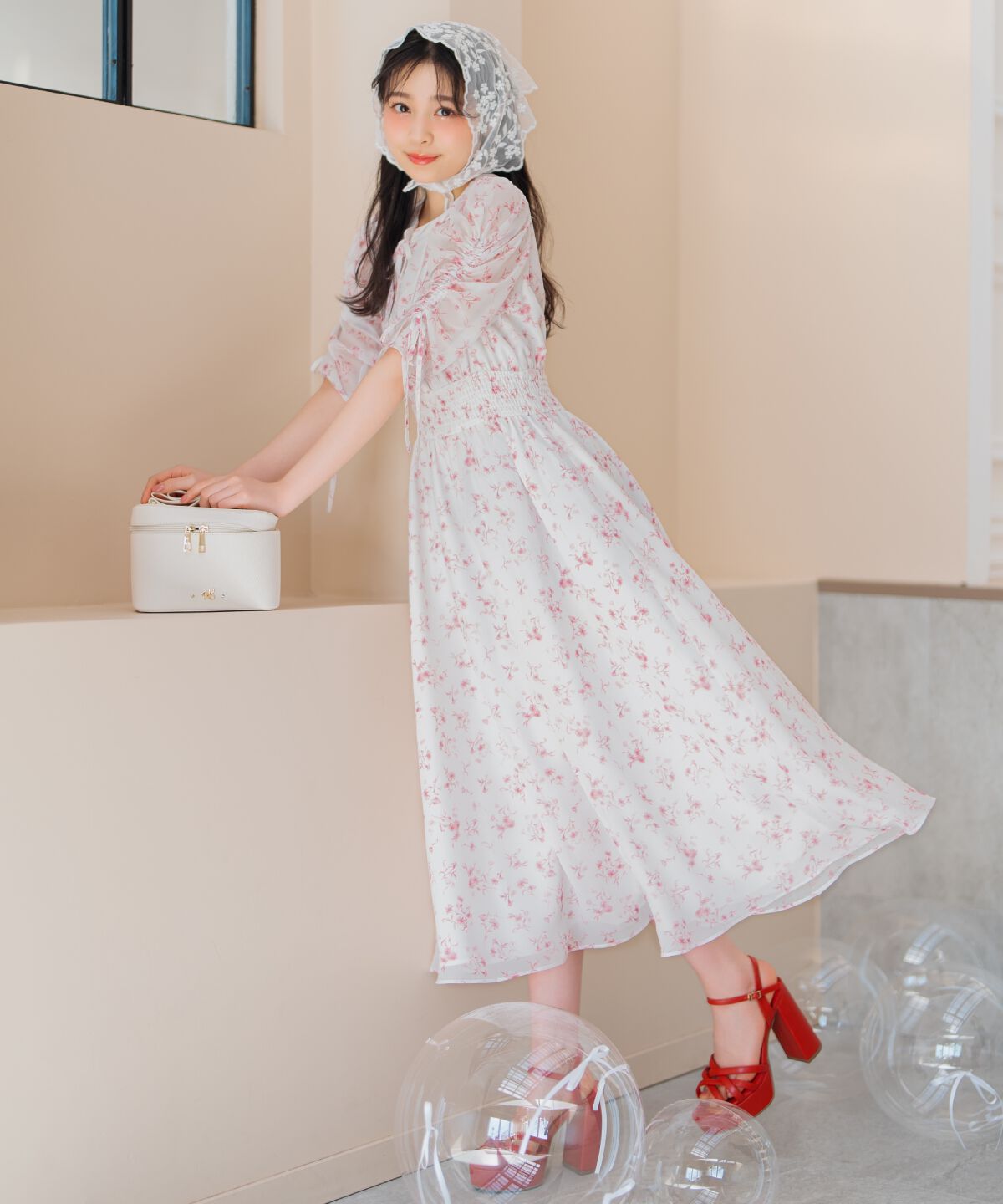 WILLSELECTION「ピンタックウエストシャーリングフラワーワンピース」|ワンピース|