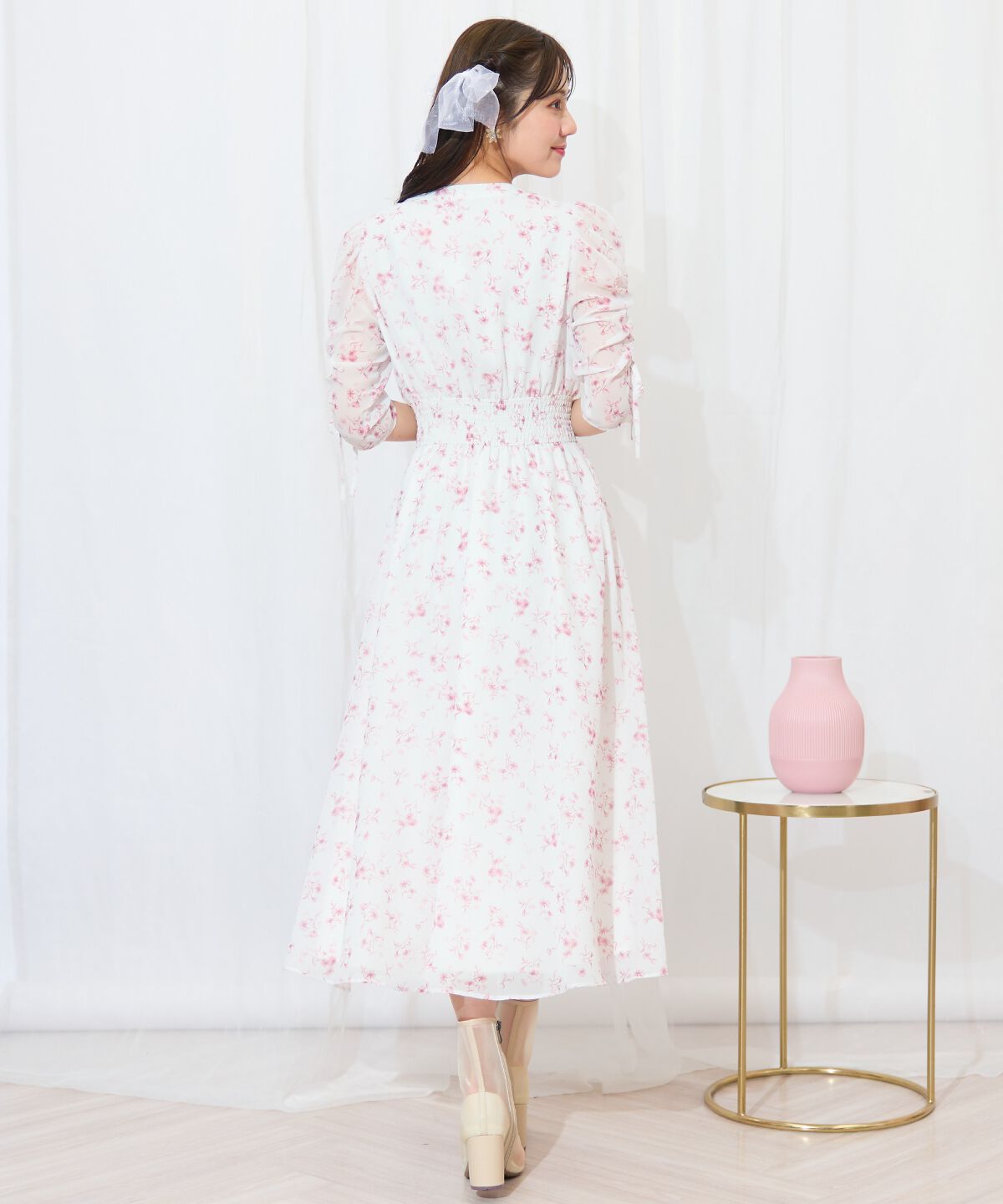 WILLSELECTION「ピンタックウエストシャーリングフラワーワンピース」|ワンピース|