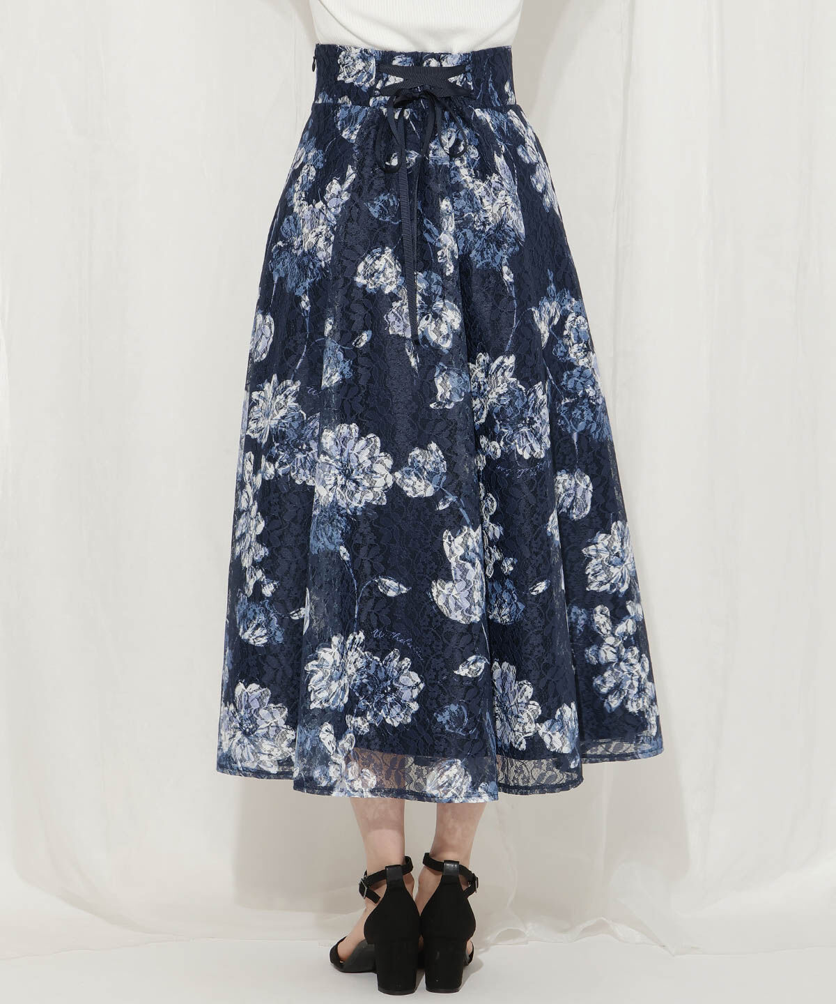 WILLSELECTION「ニュアンスフラワーレースプリントフレアスカート」|フレア|