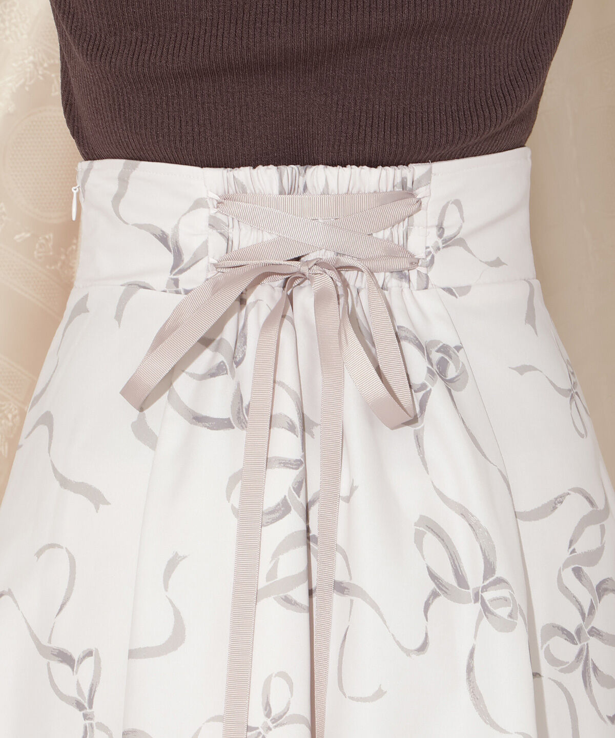 WILLSELECTION「リボンプリントフレアスカート」|フレア|