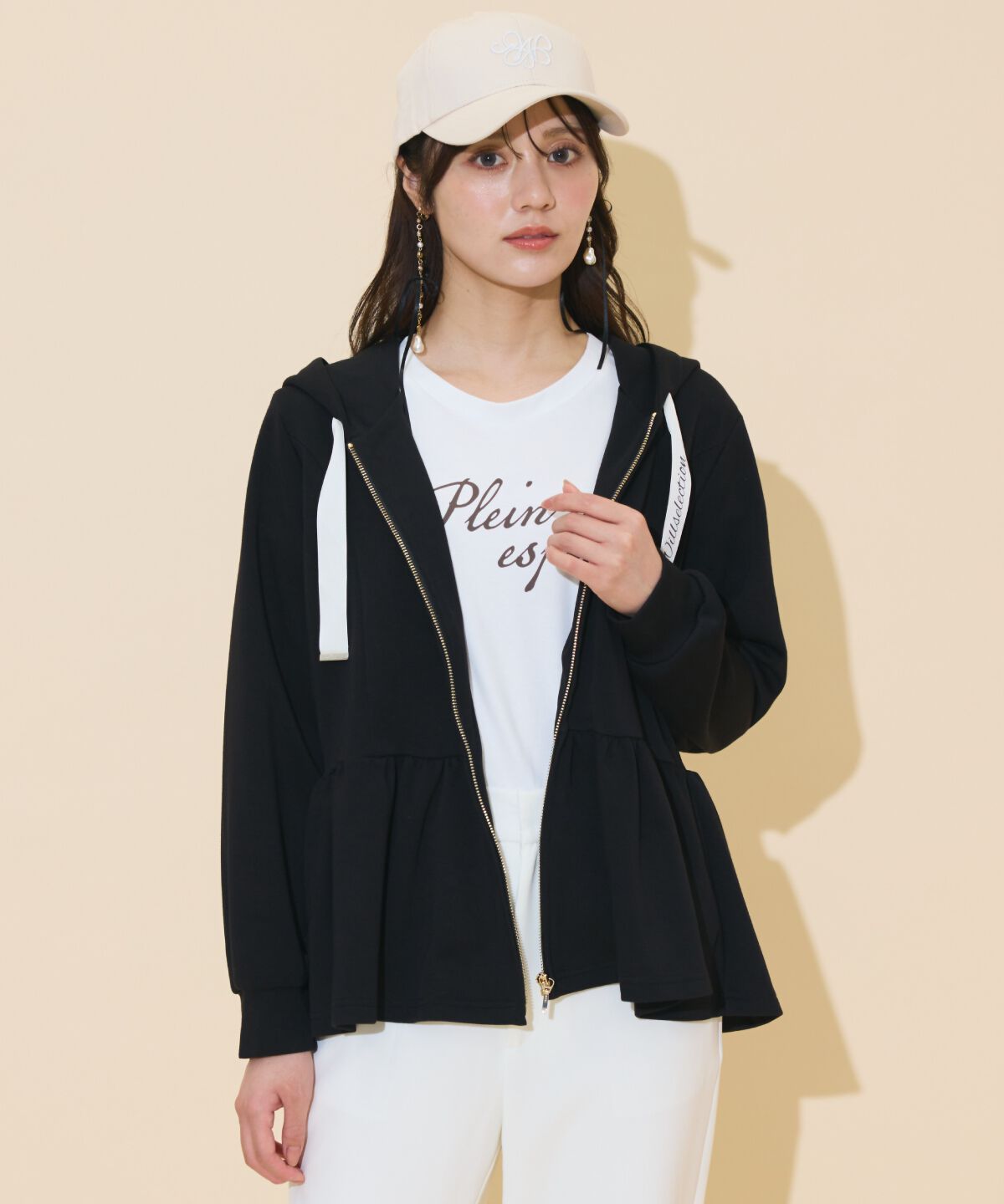 WILLSELECTION「ペプラムパーカー」|パーカー|ブラック