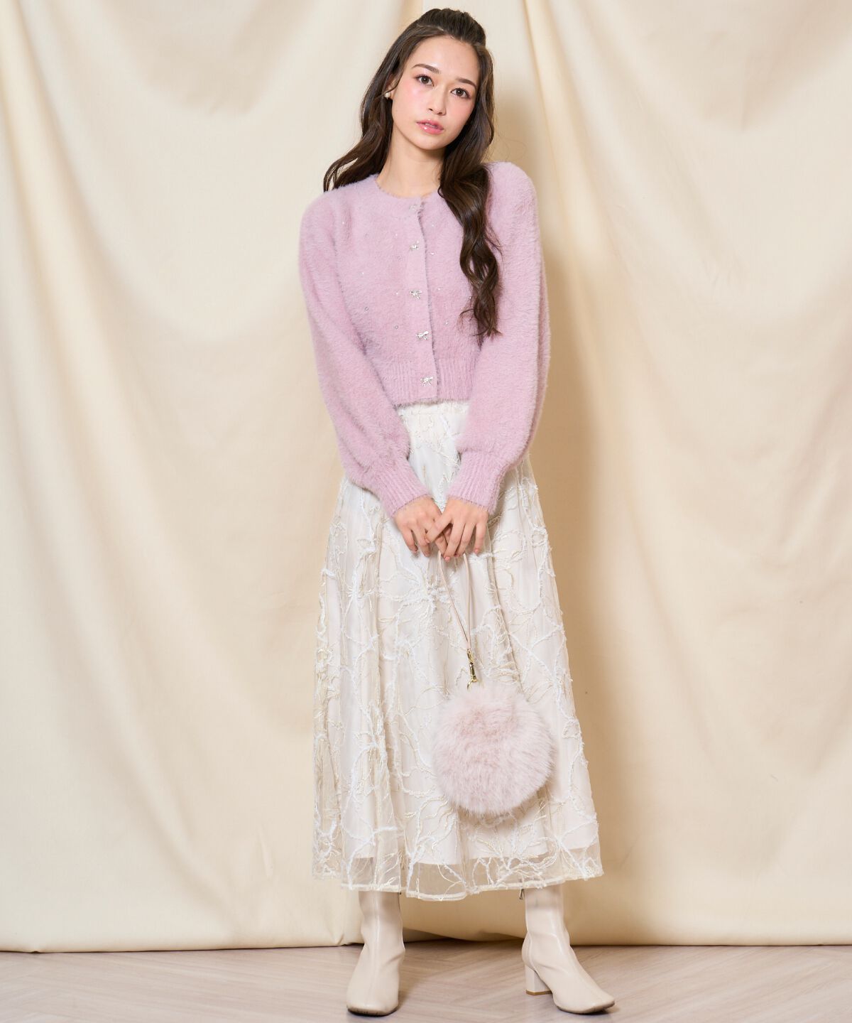 WILLSELECTION「パール＆ビジューフェザーカーディガン」|カーディガン|