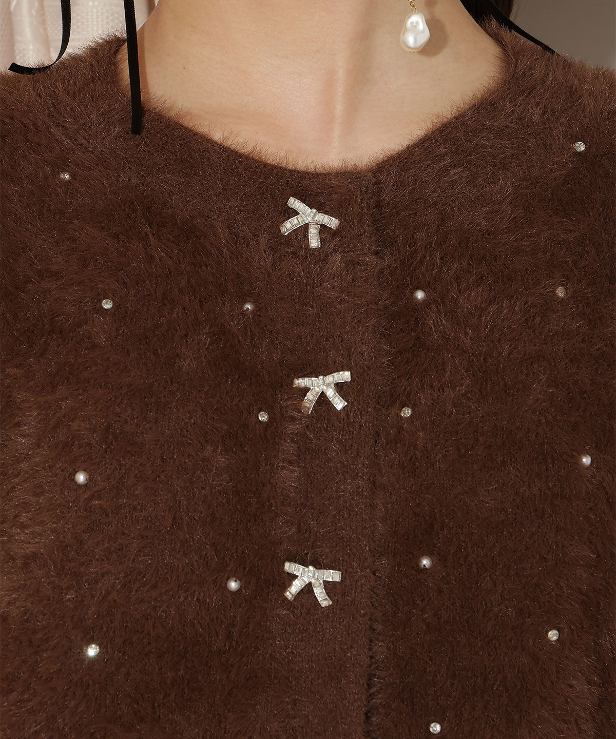 WILLSELECTION「パール＆ビジューフェザーカーディガン」|カーディガン|