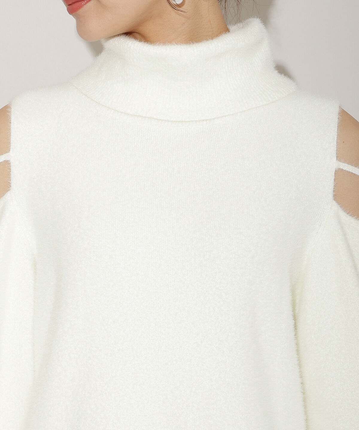 WILLSELECTION「オープンショルダーラメフェザーニットワンピース」|ワンピース|