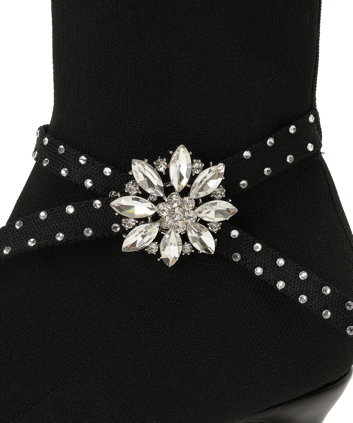 WILLSELECTION「ビジューブローチ付きソックスブーツ」|ショートブーツ|