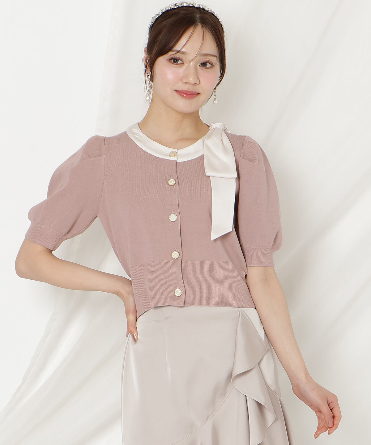 WILLSELECTION「リボンパフカーディガン」|カーディガン|