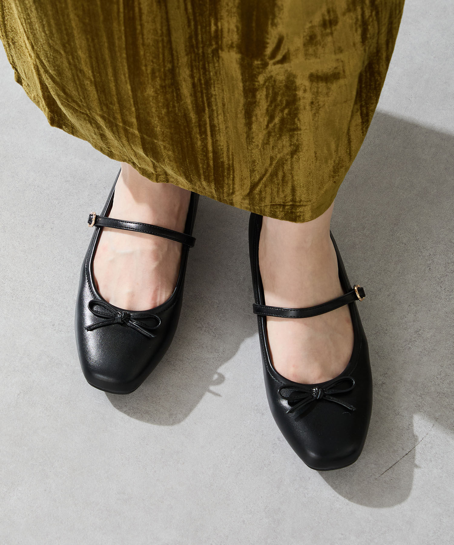 WA Oriental TRaffic「 メリージェーン バレエ パンプス /52313 防寒 起毛 ファー ゴムストラップ」|パンプス|