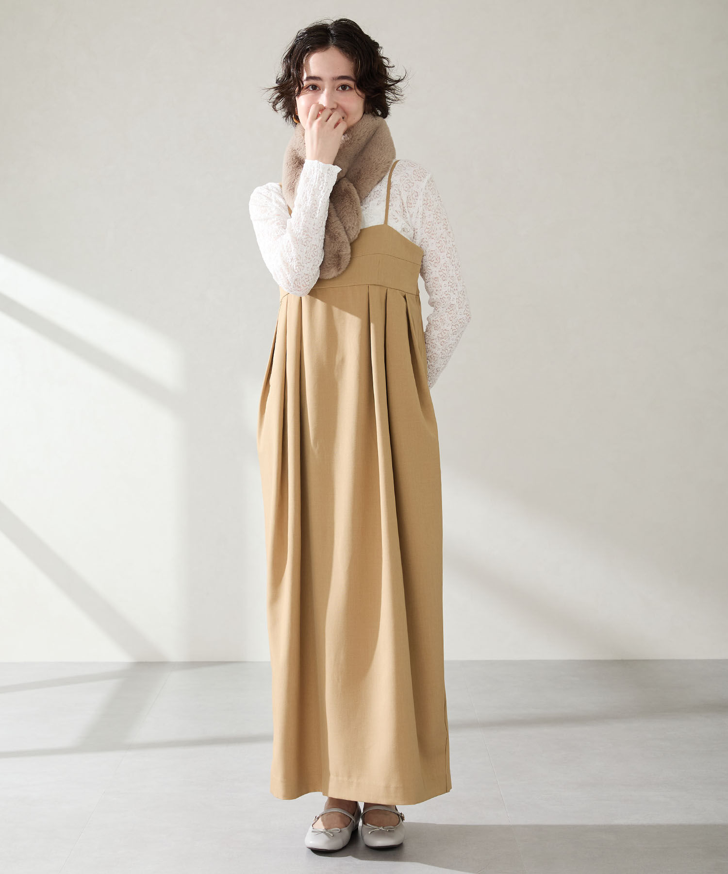 WA Oriental TRaffic「 メリージェーン バレエ パンプス /52313 防寒 起毛 ファー ゴムストラップ」|パンプス|