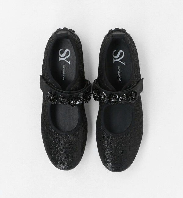 SY UNITED ARROWS「＜SY＞フラワービジューベルクロメタリック フラット20&uarr;」|パンプス|