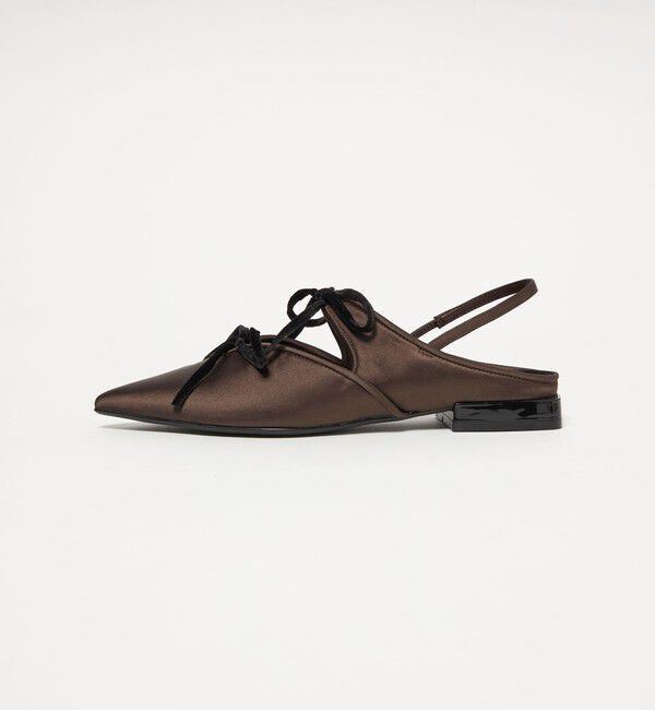 SY UNITED ARROWS「＜SY＞ポインテッド リボン バックベルト フラット15&uarr;」|パンプス|DK.BROWN