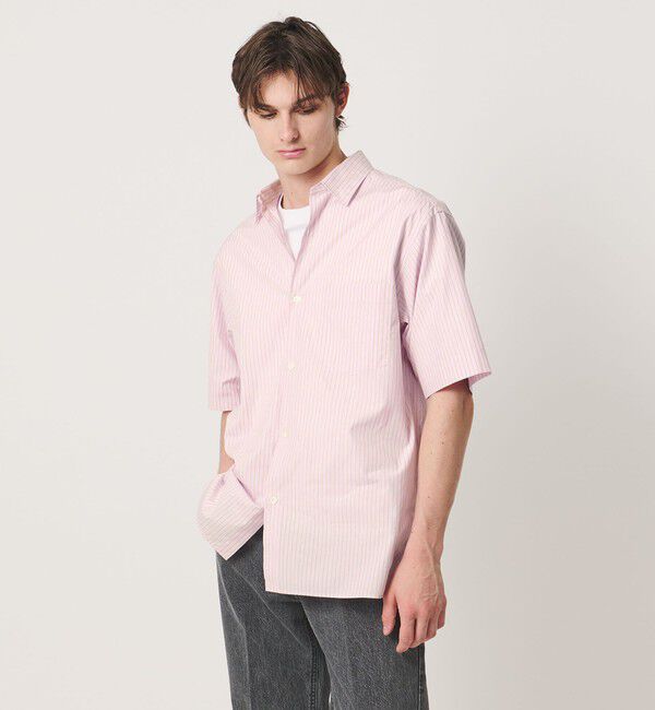 UNITED ARROWS「シルキーポプリン ワンピースレギュラーカラー ショートスリーブ シャツ」|シャツ・ブラウス|LT.PINK