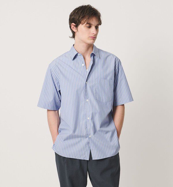 UNITED ARROWS「シルキーポプリン ワンピースレギュラーカラー ショートスリーブ シャツ」|シャツ・ブラウス|LT.BLUE