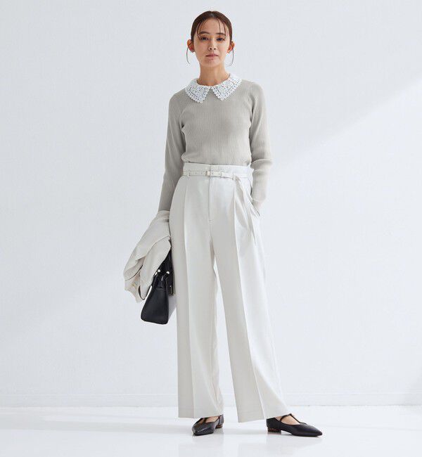 UNITED ARROWS green label relaxing「リブ エリレース 2WAY ニット プルオーバー ウォッシャブル」|ニット・セーター|