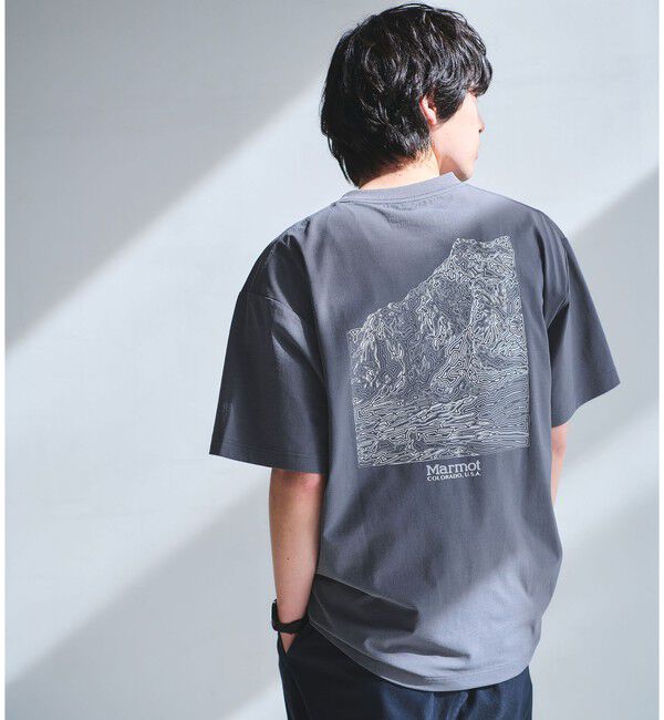 UNITED ARROWS green label relaxing「【別注】＜Marmot＞マウンテン ディピクション 半袖 Tシャツ  -吸水・速乾・UVカット-」|Tシャツ・カットソー|NAVY