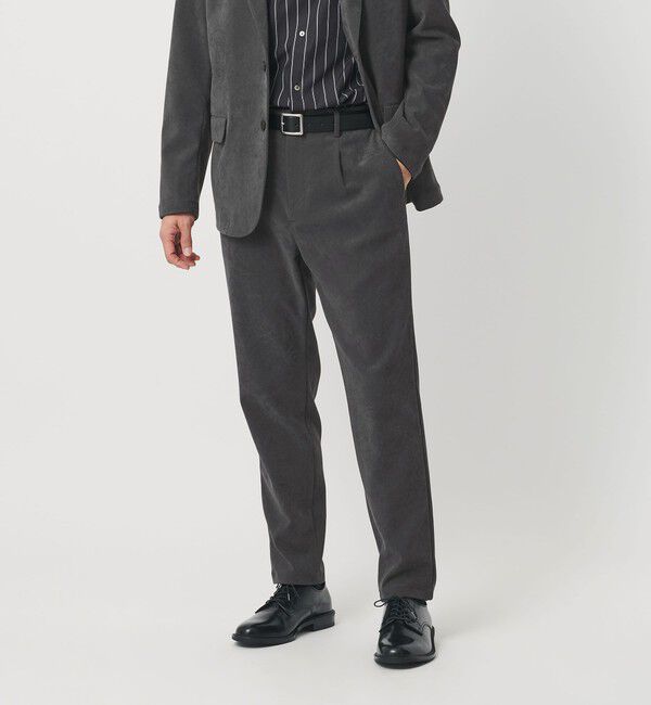 BEAUTY&YOUTH UNITED ARROWS「ブラッシュド ツイル ワンプリーツ テーパード イージーパンツ NO.5 セットアップ対応可能」|チノ|DK.GRAY
