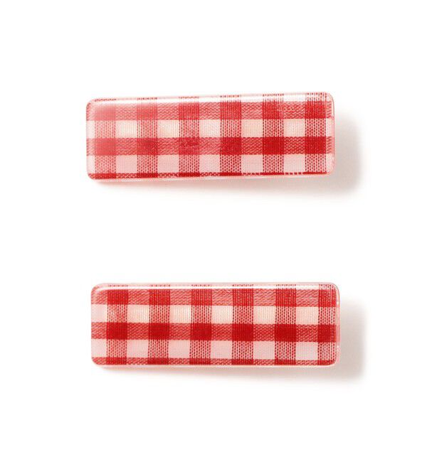 BEAMSBOY「ギンガムチェック ヘアピン 2セット」|その他|RED