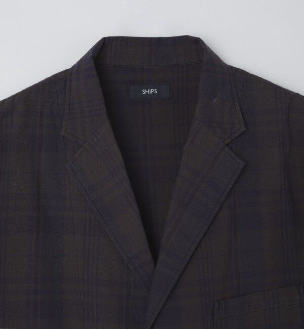 SHIPS「SHIPS: 〈セットアップ対応〉ダークトーン チェック コットン シャツ ジャケット」|テーラードジャケット|